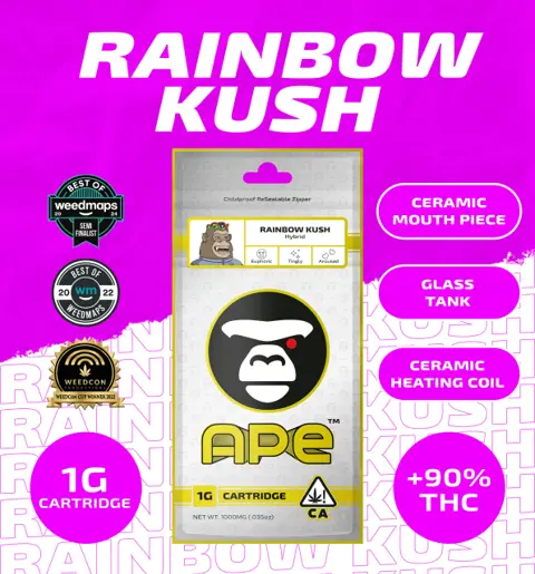 Ape 1G Vape - Rainbow Kush (H) vape cartridge