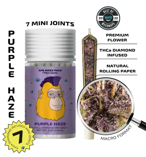 Ape - Purple Haze (S) 7 Diamond Infused Mini Joints (3.5G - 0.5G Each) infused pre-roll