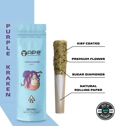 Ape (Purple Kraken) Mini Joint Infused+Kief (0.5G) infused pre-roll
