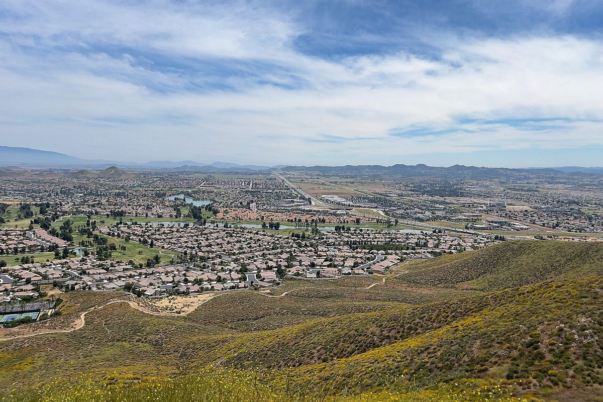View over Menifee, California, from the Menifee Hills